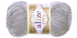 Diva Silk Effect Yarn; Colour 355 (Grey), Alize