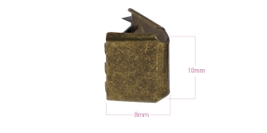 Kokoonpuristettava metallinen hihnakärki hihnalle leveydella 1 cm, pinnoite: vanha messinki