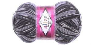 Polüamiidisisaldusega villane sokilõng; Värv 2695 (Hallides, mustades toonides), Alize