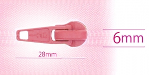 6 mm coil, spiral zipper slider, for flat coil, dark pink
