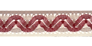 Puuvillane pits laiusega 5,5 cm, linabeež valge ja punasega