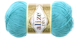 Diva Silk Effect Yarn; Colour 376 (Light Turquoise), Alize