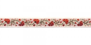  Metallikniidiga lillemustriga kaunistuspael 16 mm, Art.16014FC, värv punane valgel taustal