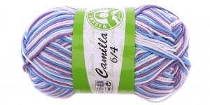 Puuvillane lõng Camilla; Värv 5336 (Valge koos roosakate, violetsete ja siniste), Madame Tricote
