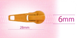 6 mm coil, spiral zipper slider, camel