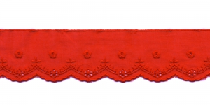 Luksuslik broderiipits I905-07 laiusega 4 cm, värv punane