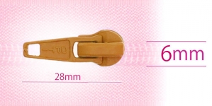 6 mm coil, spiral zipper slider, darker camel beige