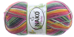 Villasisaldusega sokilõng, lilla-, roosa-, rohelise-, kollasekirju