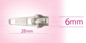 6 mm coil, spiral zipper slider, for flat coil, coating: nickel