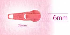 6 mm coil, spiral zipper slider, for flat coil, salmon pink