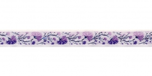 Jacquard koristenauha, väri violeti-valkoinen