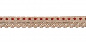 Cotton Crochet Lace with Ribbon T130-6R, 2,5 cm 