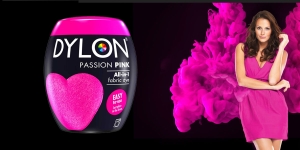 Pesumasinavärv, sisaldab soola, Dylon Fabric Dye, 350 g, Värv: kärtsroosa, Passion Pink