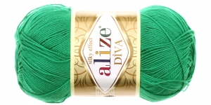 Siidja pinnaga akrüüllõng Diva Silk Effect; Värv 123 (Heledam roheline), Alize