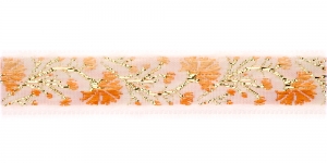  Metallikniidiga lillemustriga kaunistuspael 16 mm, Art.16014FC, värv oranž valgel taustal
