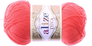 Diva Silk Effect Yarn; Colour 661 (Coral), Alize