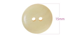 Wooden Button, 2 holes, ø15 mm x 3,8 mm (button size: 24L): color: birchwood