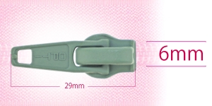 6 mm coil, spiral zipper slider, for flat coil, grayish green