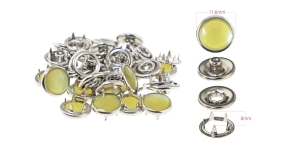 Pearl Decorative Press Buttons, ø12 mm, 10 pcs, nickel plating, light yellow