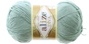 Diva Silk Effect Yarn; Colour 463 (Light grey-green), Alize