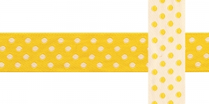 AB109 Täpimustriga kaunistuspael 25mm/ Art.25750 /kollasel taustal /jacquard/ribbon/trims/koristenauha/Лента декоративная