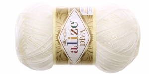 Diva Silk Effect Yarn; Colour 450 (Natural White), Alize