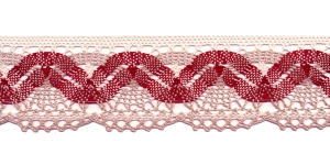 Puuvillane pits laiusega 5,5 cm, linabeež valge ja punasega