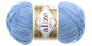 Diva Silk Effect Yarn; Colour 350 (Light blue), Alize