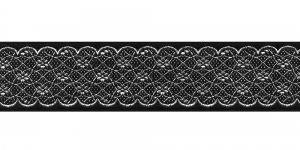  Sissekootud pitsimustriga kaunistuspael 35mm, Art.35712FC, värv must hõbedaga