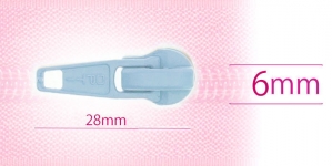 6 mm coil, spiral zipper slider, for flat coil, light blue