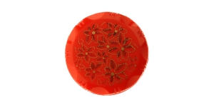 Punane, kirju mustriga, kannaga plastiknööp, 23mm, 36L