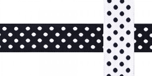 AB109 Täpimustriga kaunistuspael 25mm/ Art.25750 /mustal taustal /jacquard/ribbon/trims/koristenauha/Лента декоративная