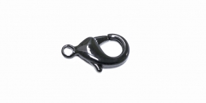 Karabiinhaak Must, Black Painted Jewellery Clasp, 12 x 6 mm, EE71
