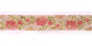  Roosimustri- ja metallikniidiga kaunistuspael 26 mm, Art.26011FC, värv roosa valgel kullaga
