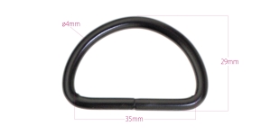 D-rõngas, D-aas, terasest poolrõngas rihma laiusele 35 mm, pinnatud: siidmatt must