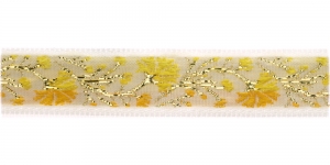  Metallikniidiga lillemustriga kaunistuspael 16 mm, Art.16014FC, värv kollane valgel taustal