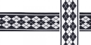AB113 Rombimustriga kaunistuspael 25mm / Art.25751 / värv must valgega /jacquard/ribbon/trims/koristenauha/Лента декоративная