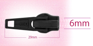 6 mm coil, spiral zipper slider, for flat coil, black