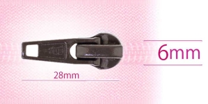 6 mm coil, spiral zipper slider, for flat coil, dark brown