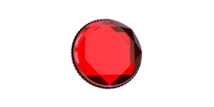 Punane, hõbedase ümbrise ja kannaga metallnööp, 21mm, 32L