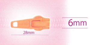 6 mm coil, spiral zipper slider, for flat coil, light apricot pink