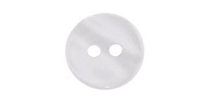 Valge, kahe auguga pärlmutter läikega plastiknööp, 13mm, 20L