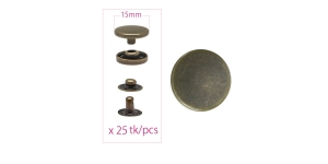 Кнопки нажимные s-образная, латунь, покрытие: античная латунь, ø15 мм, набор 25шт. .