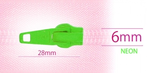 6 mm coil, spiral zipper slider, for flat coil, neon green
