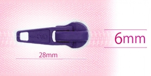6 mm coil, spiral zipper slider, for flat coil, dark violet