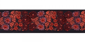  Mustal taustal lillemustriga kaunistuspael 50 mm, Art. 50097FC, värv V2 punased õied