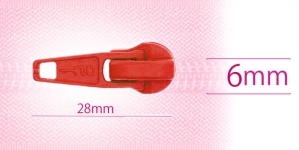 6 mm coil, spiral zipper slider, for flat coil, red