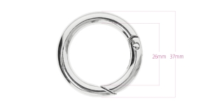 Karabiinhaak 37mm, hole ø28 mm, pinnatud: läikiv nikkel, poleeritud