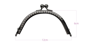 Twin hinged metal interchangeable frame, 12cm, black nickel (gunmetal, hematite) plating