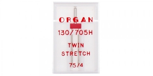 Двойные трикотажные иглы для домашних швейных машин (Twin Strech), Organ 4,0мм, №.75
